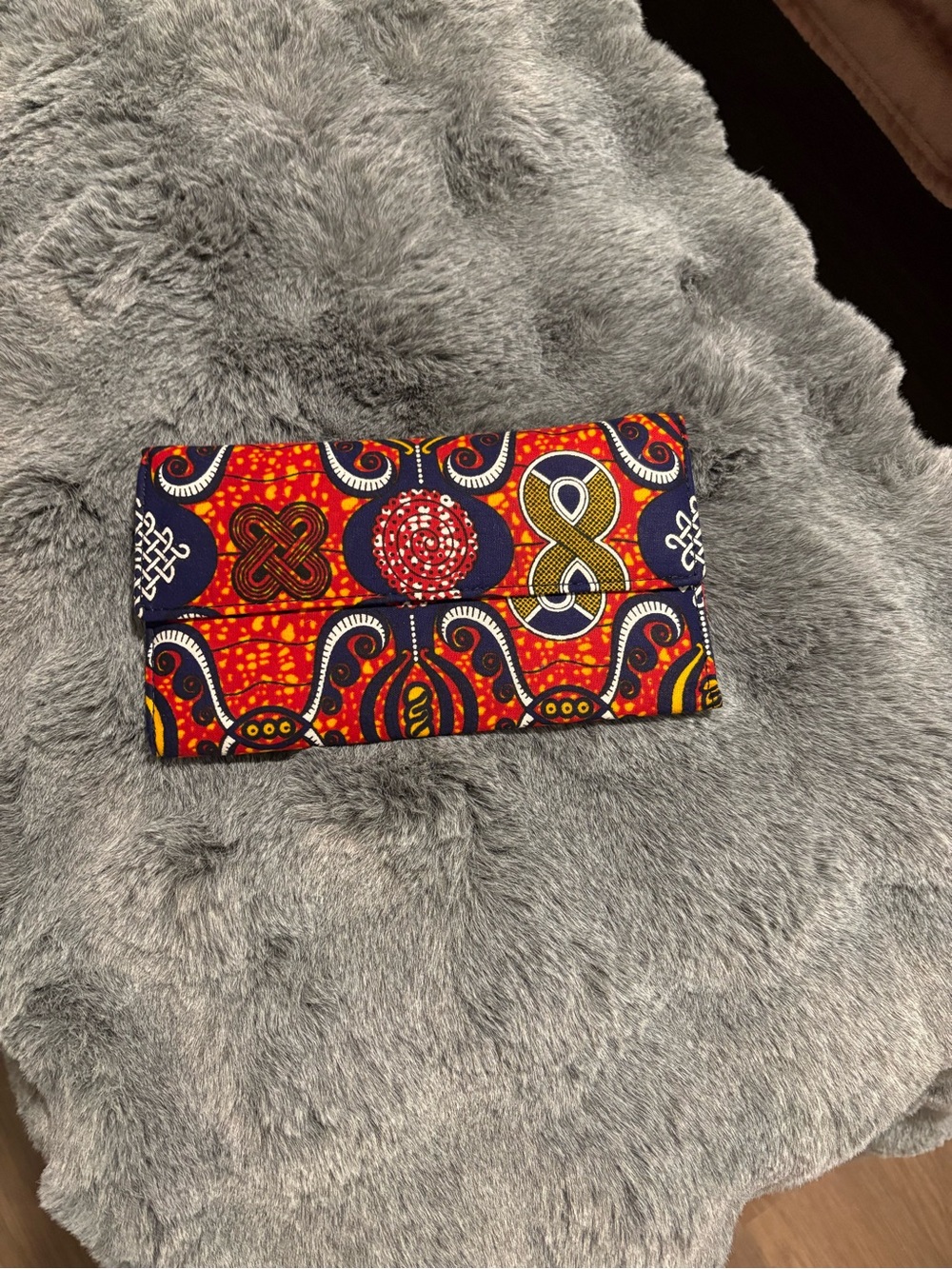 Vibrant Red & Navy Printed Clutch Wallet - Unbranded